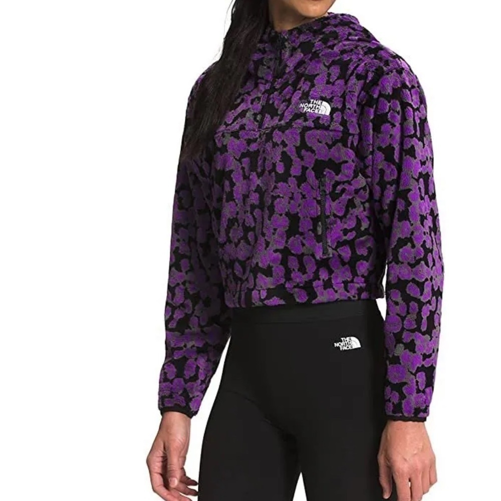 The North Face Osito 3/4 purple animal print fleece. Size Medium